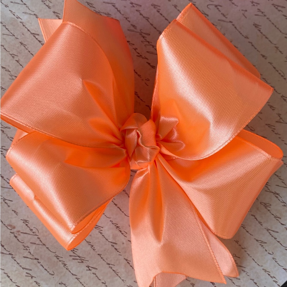 Bright Neon Orange 6 inch Double Stacked Handmade Satin Hair Bow